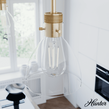 Hunter - Van Nuys 1-light Alturas Gold, Mini Pendant Light, Dimmable, Transitional Style, Bell Shaped, for Bedrooms, Kitchens, Dining, Living Rooms - 19293