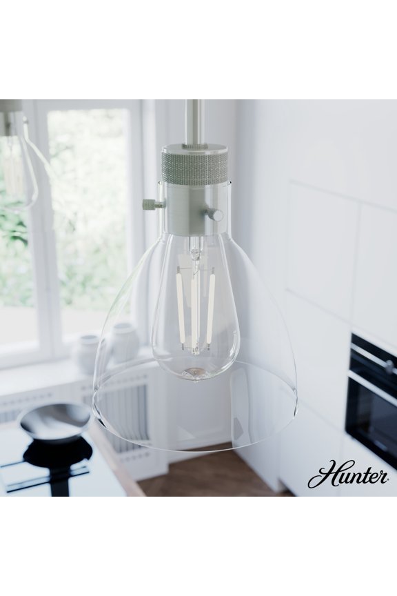 - Van Nuys 1-light Brushed Nickel, Mini Pendant Light, Dimmable, Transitional Style, Bell Shaped, for Bedrooms, Dining, Living Rooms - 19294