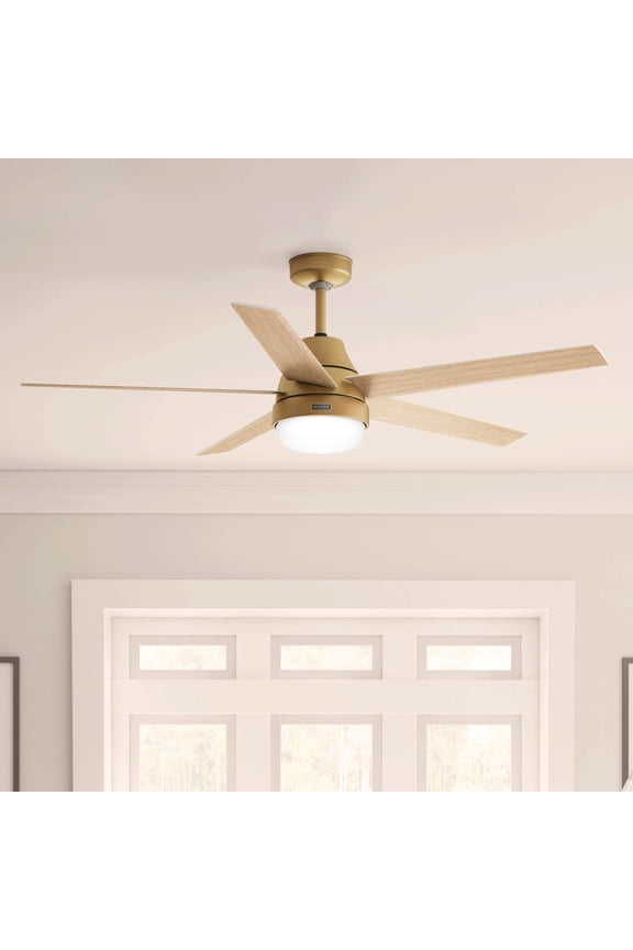 60 inch Aerodyne Wi-Fi ENERGY STAR® Luxe Gold Ceiling Fan with LED Light Kit, Reversible Blades, and Handheld Remote