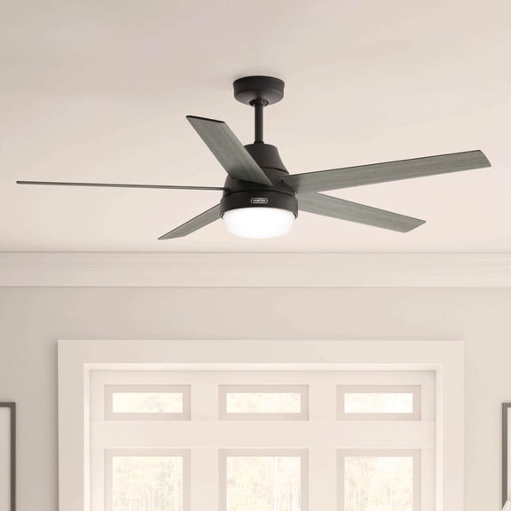 Hunter 60 inch Aerodyne Wi-Fi ENERGY STARĀ® Matte Black Ceiling Fan with LED Light Kit, Reversible Blades, and Handheld Remote