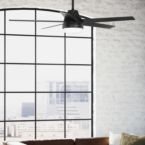 Hunter - Aerodyne Indoor Ceiling Fan With Light, Remote, 60-inch, Matte Black, Casual-style, 6-speed DC Motor, Energy Star, WiFi Smarthome, 52833, for Living Rooms, Bedrooms