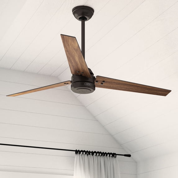 Hunter - Cassius Indoor/Outdoor Ceiling Fan, Wall Control, 60-inch, Premier Bronze, Casual-style, 4-speed DC Motor, Energy Star, 52982, for porches, patios, sunrooms, bathrooms