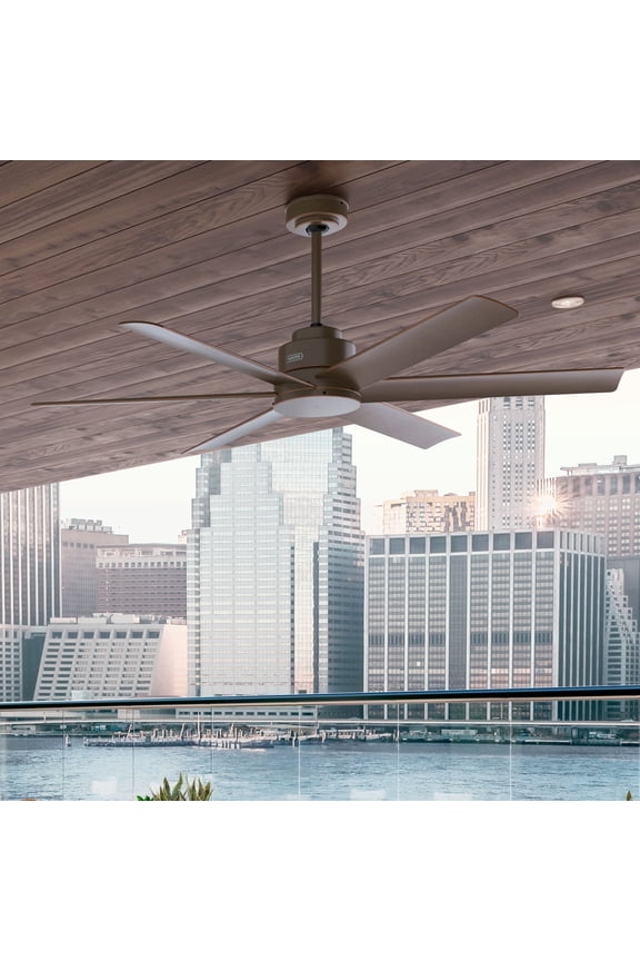 60 inch Kennicott ENERGY STAR® Matte Bronze Damp Rated Ceiling Fan and Handheld Remote