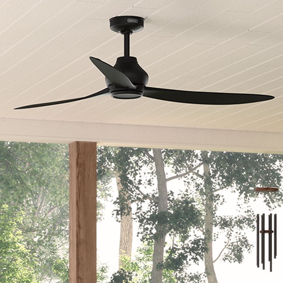 Hunter 60 inch Mazzini ENERGY STARĀ® Matte Black Damp Rated Ceiling Fan and Handheld Remote
