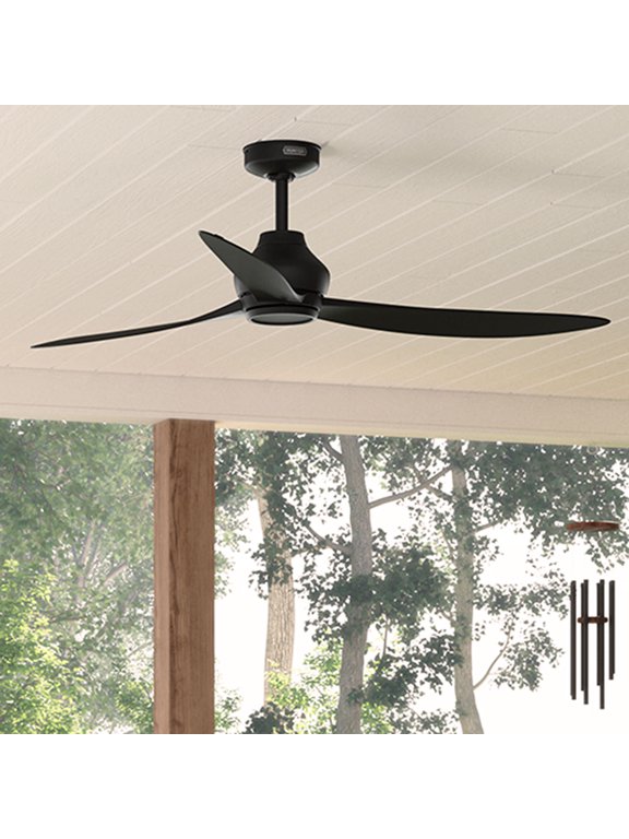 60 inch Mazzini ENERGY STAR® Matte Black Damp Rated Ceiling Fan and Handheld Remote