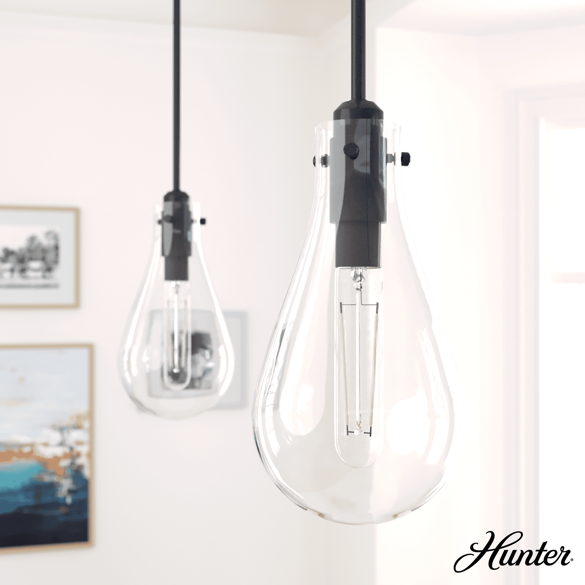Hunter Lundin Noble Bronze 7" Glass Pendant Light