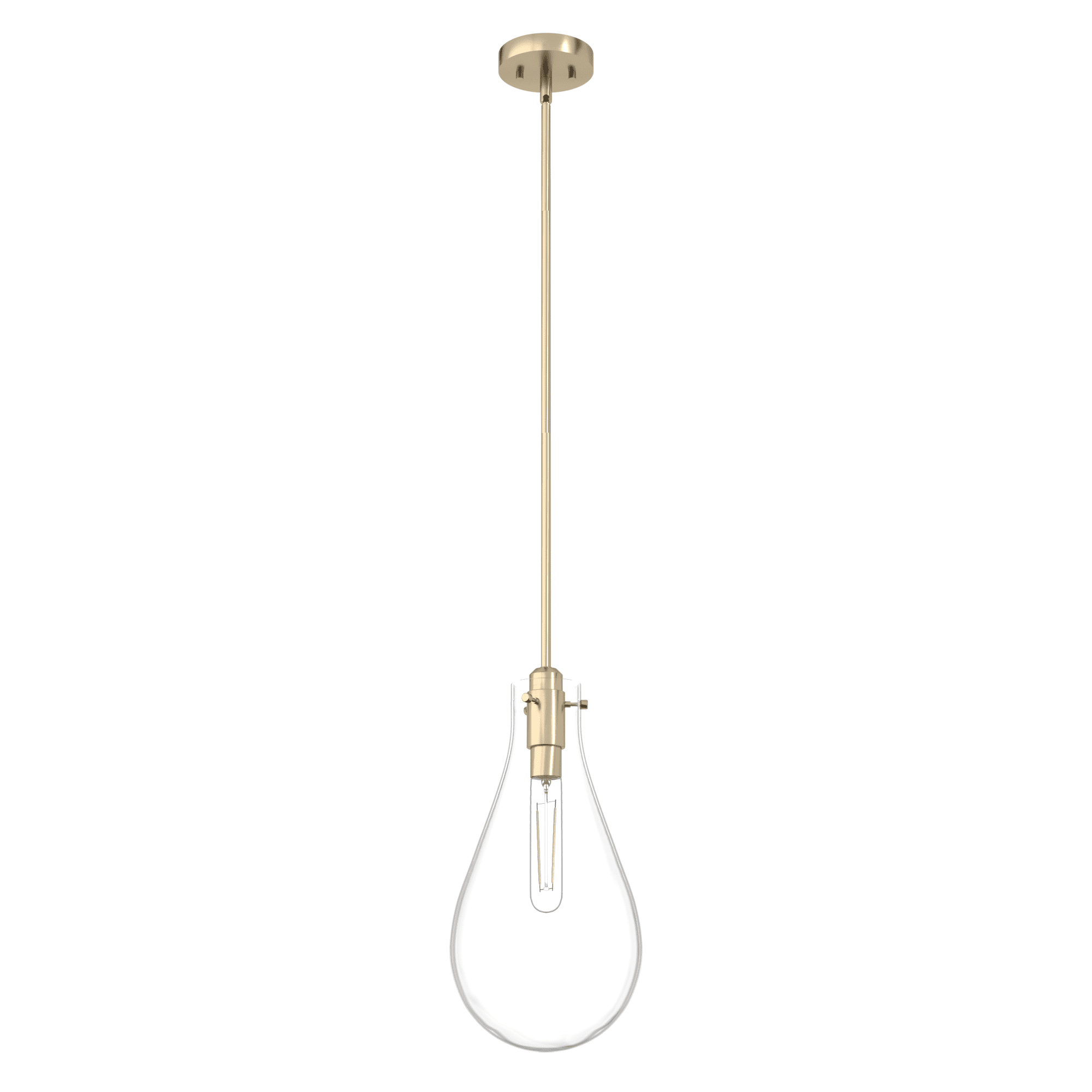 Lundin Palm Gold Mini Tear Drop Pendant Light with Clear Glass