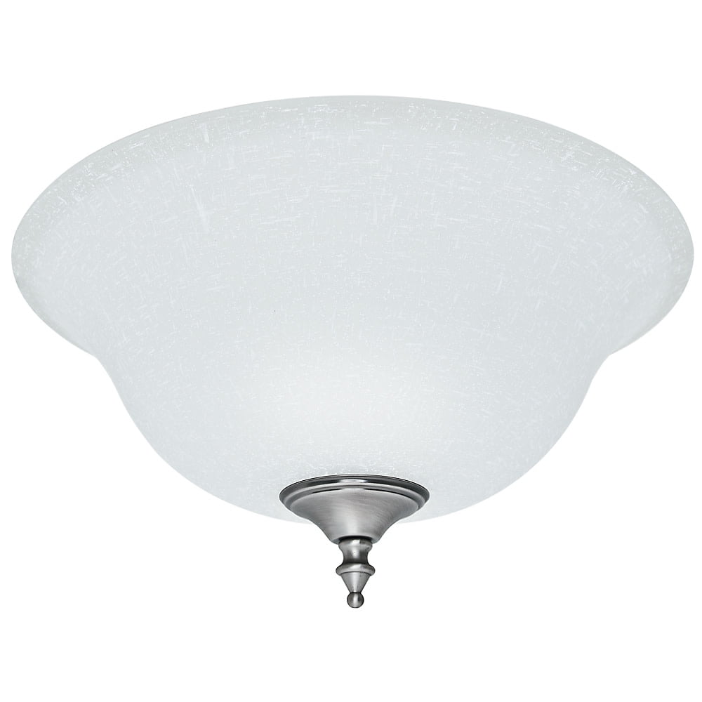 Antique Pewter and White Linen Glass Bowl Light Kit