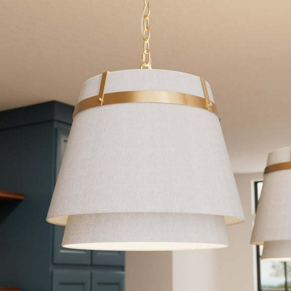 Hunter - Ada Lee 1-light Alturas Gold, Medium Size Pendant Light, Dimmable, Transitional Style, Cone Shaped, for Bedrooms, Dining, Living Rooms - 48160