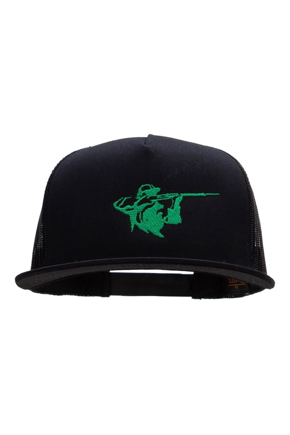 Hunter Aiming Embroidered 5 Panel Mesh Trucker Snapback - Black OSFM