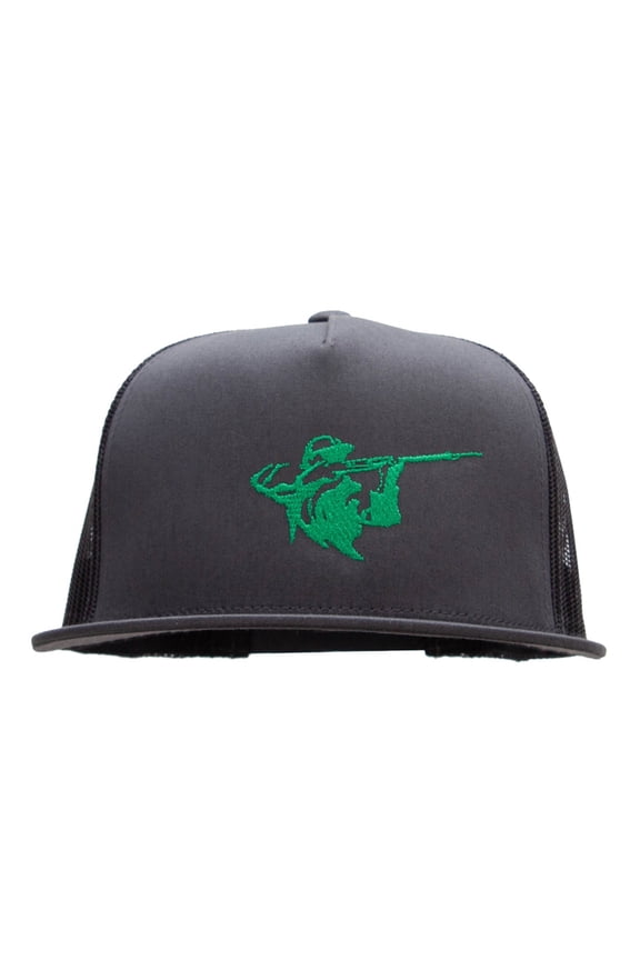 Hunter Aiming Embroidered 5 Panel Mesh Trucker Snapback - Charcoal OSFM