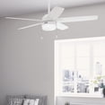 thumbnail image 1 of Hunter 52 inch Indoor Ceiling Fan with LED Light - White Ceiling Fan with Pull Chain, For Bedroom or Living Room, Standard Mount, No Remote, 5 Blades, Includes Bulbs - Anisten 52487, Fresh White, 1 of 15
