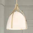 thumbnail image 1 of Hunter - Arcelia 1-light Alturas Gold, Medium Size Pendant Light, Dimmable, Modern Style, Bell Shaped, for Bedrooms, Kitchens, Dining, Living Rooms - 48118, 1 of 8
