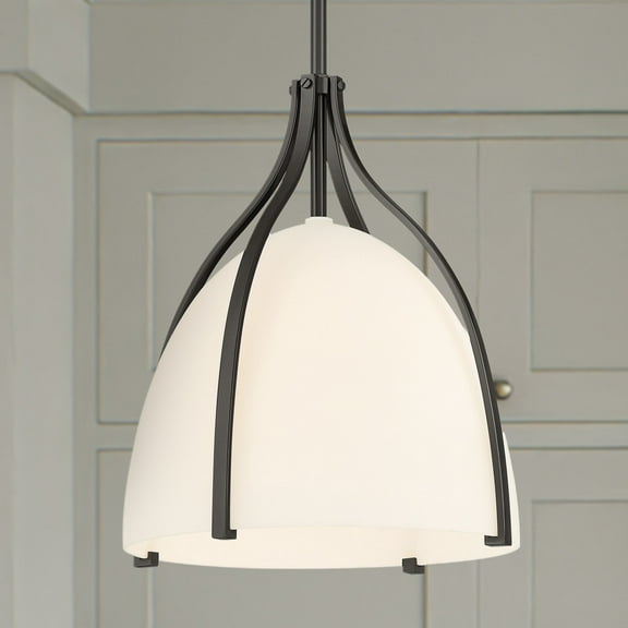Hunter - Arcelia 1-light Matte Black, Medium Size Pendant Light, Dimmable, Modern Style, Bell Shaped, for Bedrooms, Dining, Living Rooms - 48119