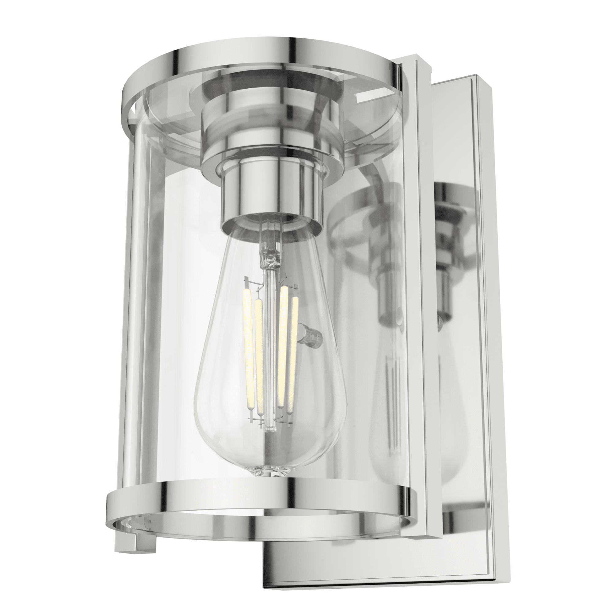 Polished Nickel Dimmable Art Deco Wall Sconce
