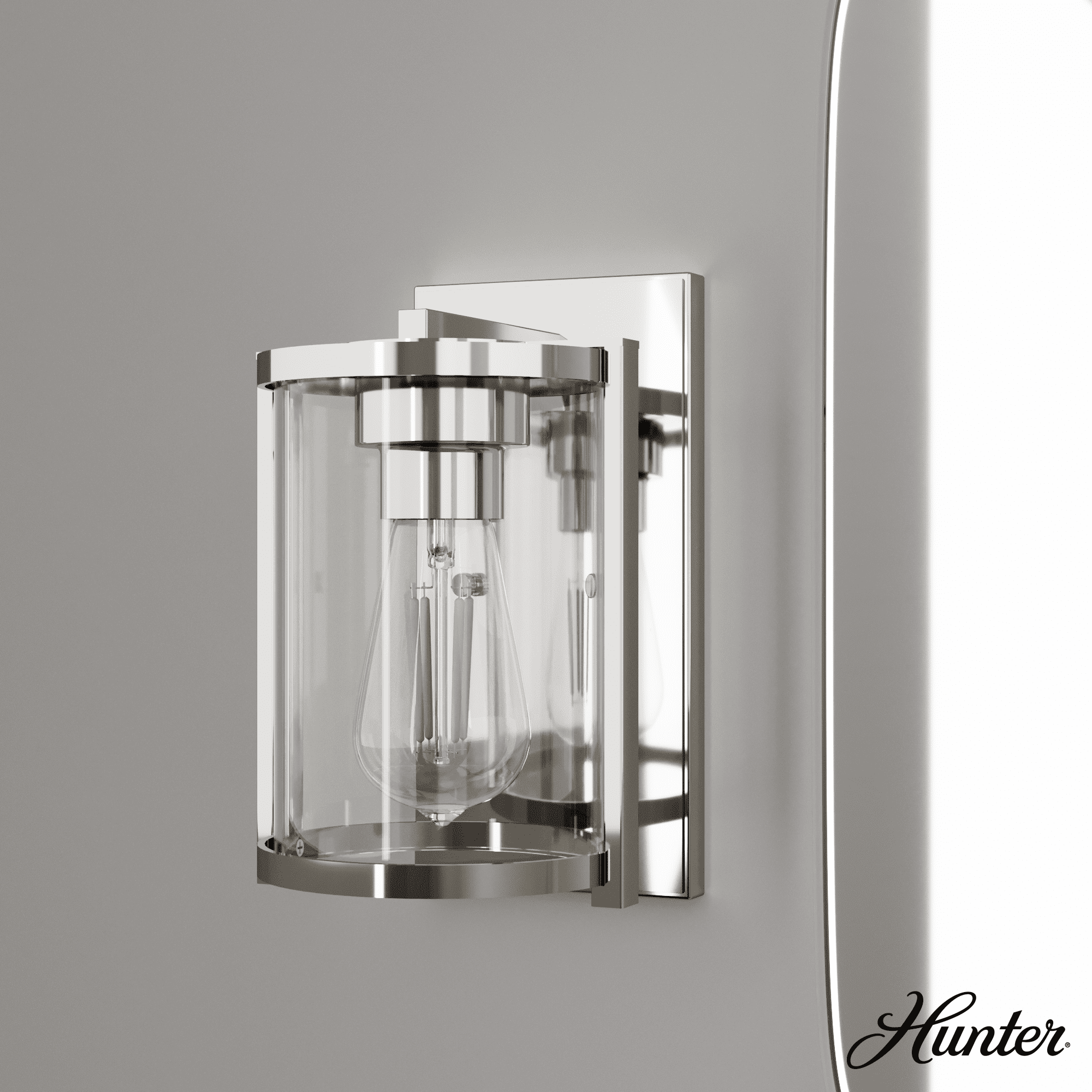 Polished Nickel Dimmable Art Deco Wall Sconce