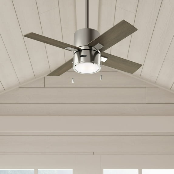 Hunter - Beck Indoor Ceiling Fan With Light, 42-inch, Brushed Nickel, Modern-style, 3-speed WhisperWind Motor, 53432, for Living Rooms, Bedrooms