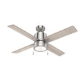 thumbnail image 1 of Hunter 52 inch Indoor Ceiling Fan with LED Light - Ceiling Fan with Pull Chain, For Bedroom, Living Room, or Kitchen, Standard Mount, No Remote, 4 Blades - Beck 54214, Brushed Nickel, 1 of 11