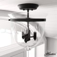 thumbnail image 1 of Hunter - Belltown 3-light Natural Black Iron, Medium Size Flush Mount Light, Dimmable, Transitional Style, Urn Shaped, for Bedrooms, Dining, Living Rooms - 19315, 1 of 7