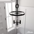 thumbnail image 1 of Hunter - Belltown 4-light Natural Black Iron, Medium Size Pendant Light, Dimmable, Transitional Style, Urn Shaped, for Bedrooms, Dining, Living Rooms - 19313, 1 of 8