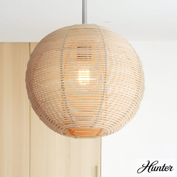 Hunter - Berkeley 1-light Brushed Nickel, Medium Size Pendant Light, Dimmable, Casual Style, Sphere Shaped, for Bedrooms, Dining, Living Rooms - 48086