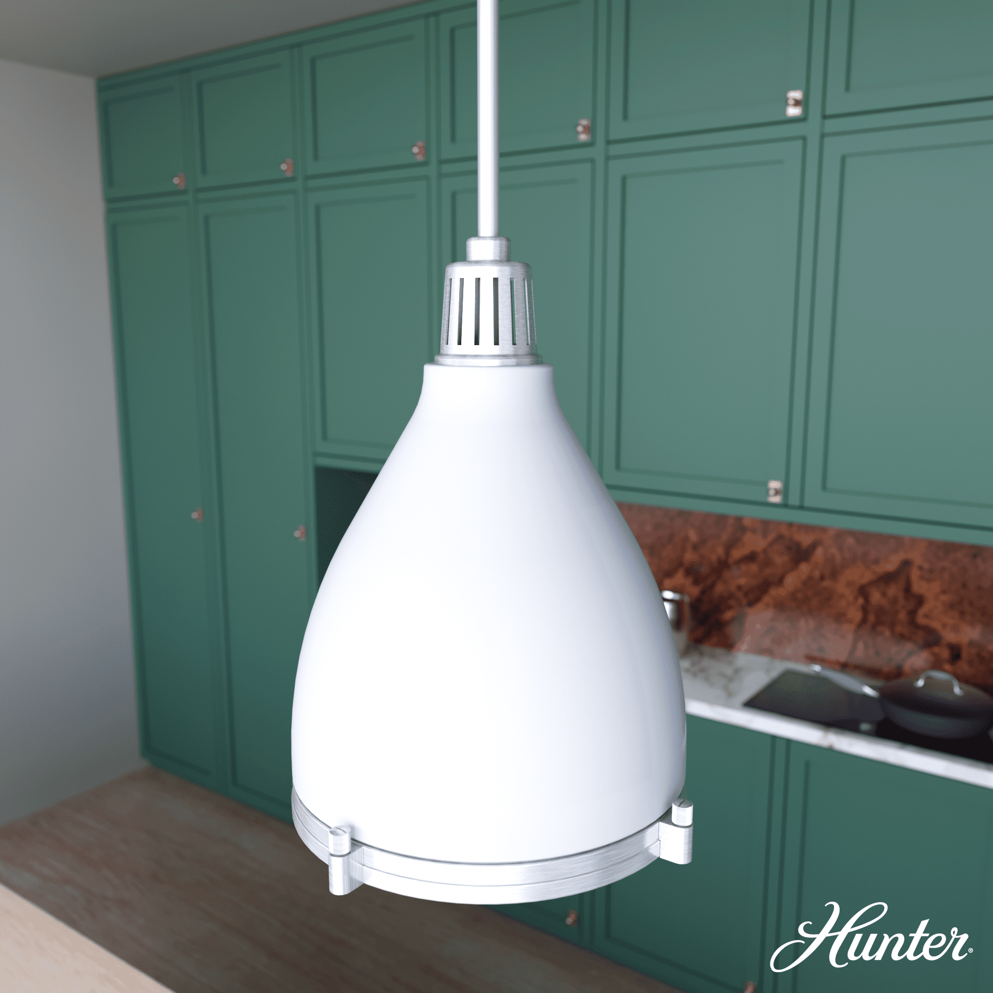 Hunter Bluff View Fresh White Dome LED Pendant Light