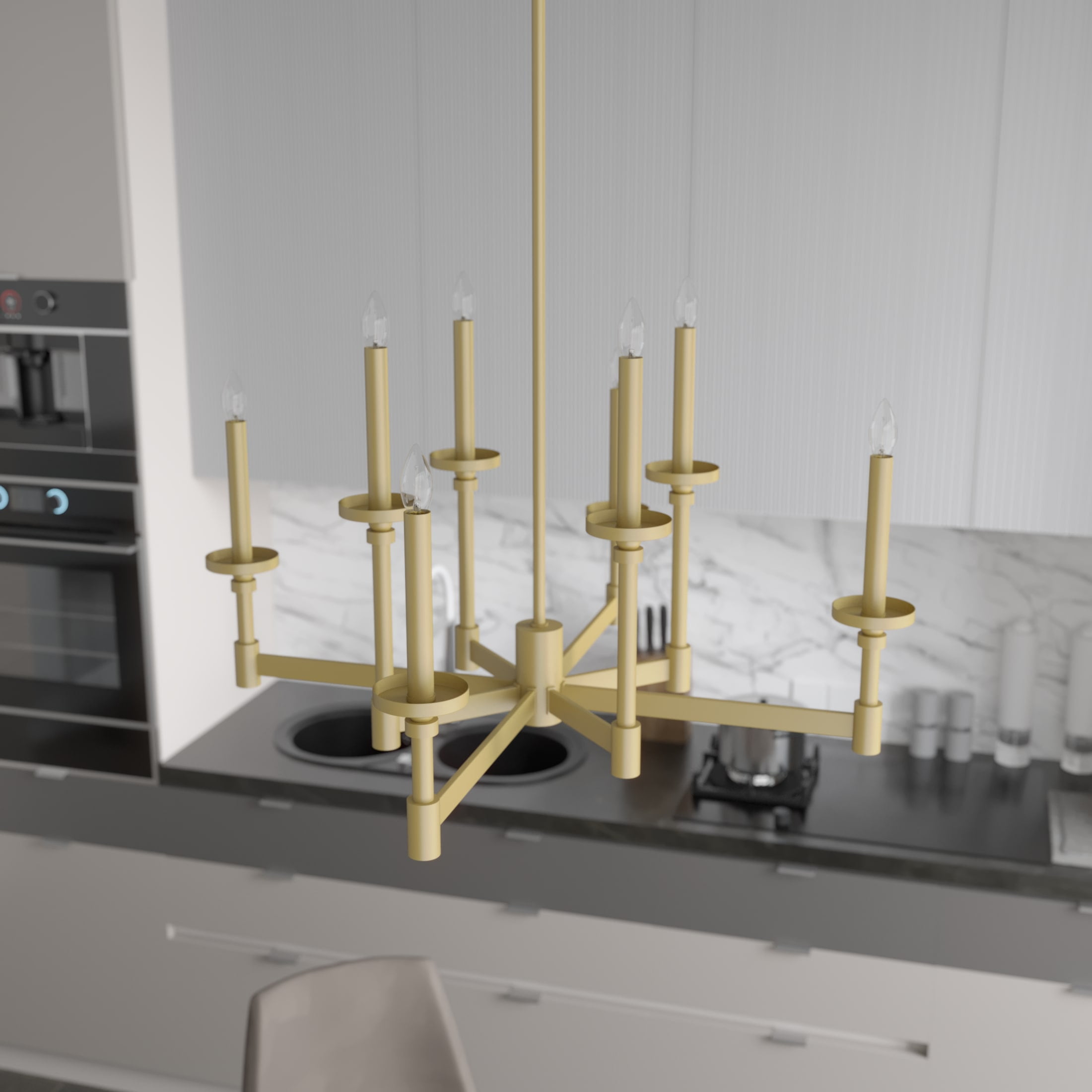 Hunter Briargrove Modern Brass 8-Light Tiered Candle Chandelier