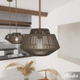 thumbnail image 1 of Hunter - Brookhollow 1-light Sable Rattan, Medium Size Pendant Light, Dimmable, Casual Style, Geometric Shaped, for Bedrooms, Dining, Living Rooms - 13215, 1 of 7
