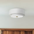 thumbnail image 1 of Hunter - Brookside 2-light Luxe Gold, Medium Size Flush Mount Light, Dimmable, Transitional Style, Drum Shaped, for Bedrooms, Dining, Living Rooms - 48122, 1 of 8