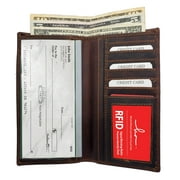 Hunter Brown Brown RFID Blocking Vintage Hunter Leather Men's Checkbook Wallet Full Grain Cowhide Center Credit Card Organizer