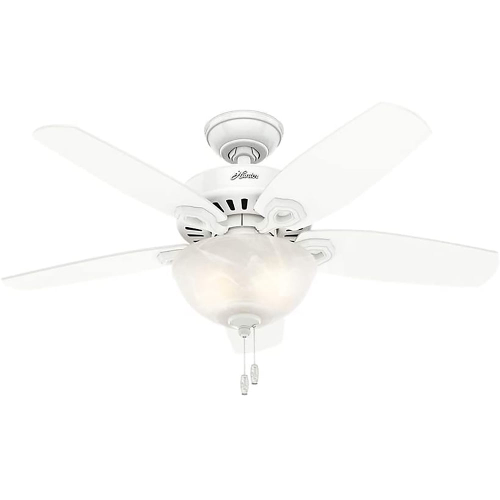 42" White and Light Oak Ceiling Fan with LED Light