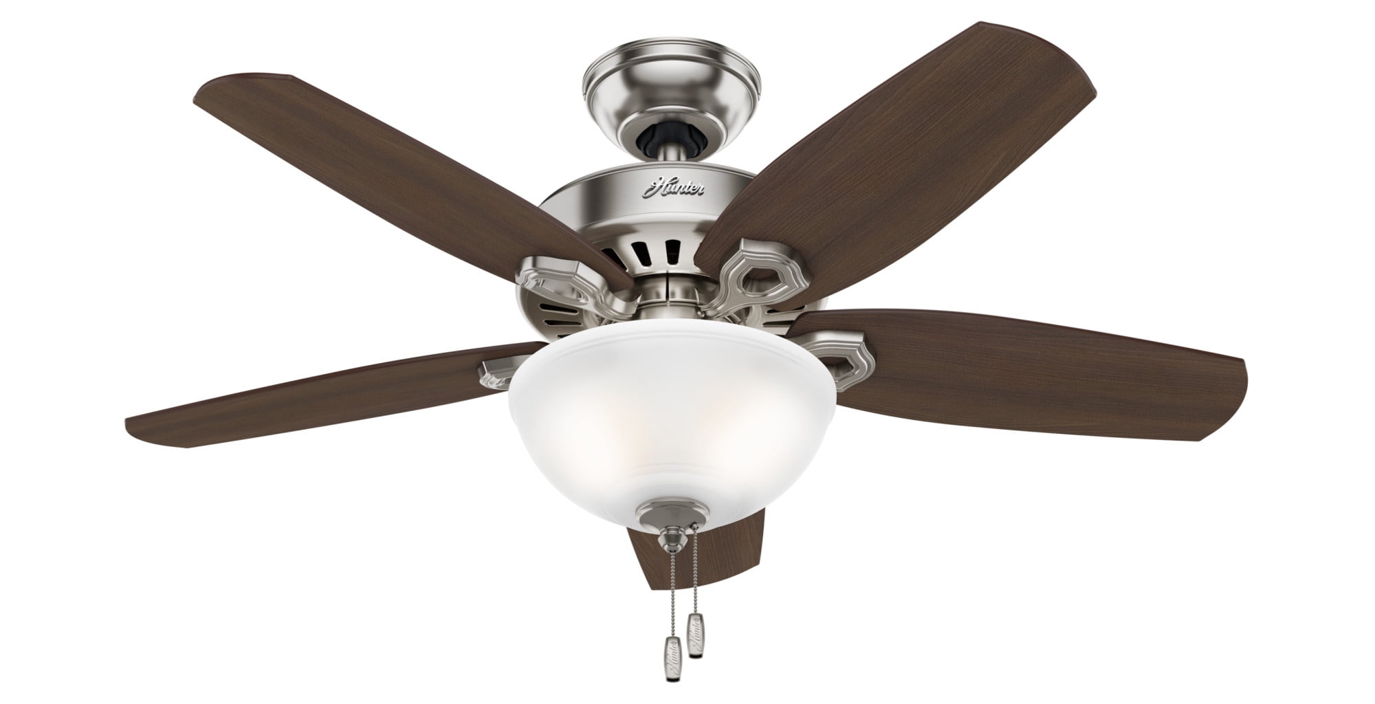 42" Brushed Nickel Ceiling Fan with LED Light and Mahogany Blades