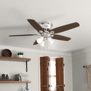 Hunter 52 inch Indoor Ceiling Fan with LED Lights - Ceiling Fan with Pull Chain, For Bedroom, Living Room, or Kitchen, Low Profile Mount, No Remote, 5 Blades - Builder 53328, Brushed Nickel