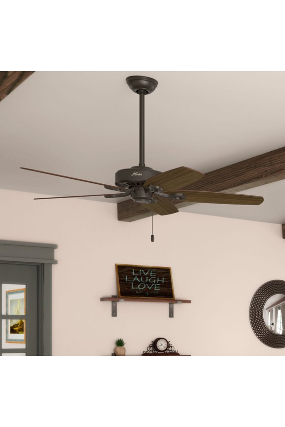 - Builder Indoor Ceiling Fan, 52-inch, New Bronze, Traditional-style, 3-speed WhisperWind Motor, 53242, for living rooms, bedrooms, home offices, kitchens