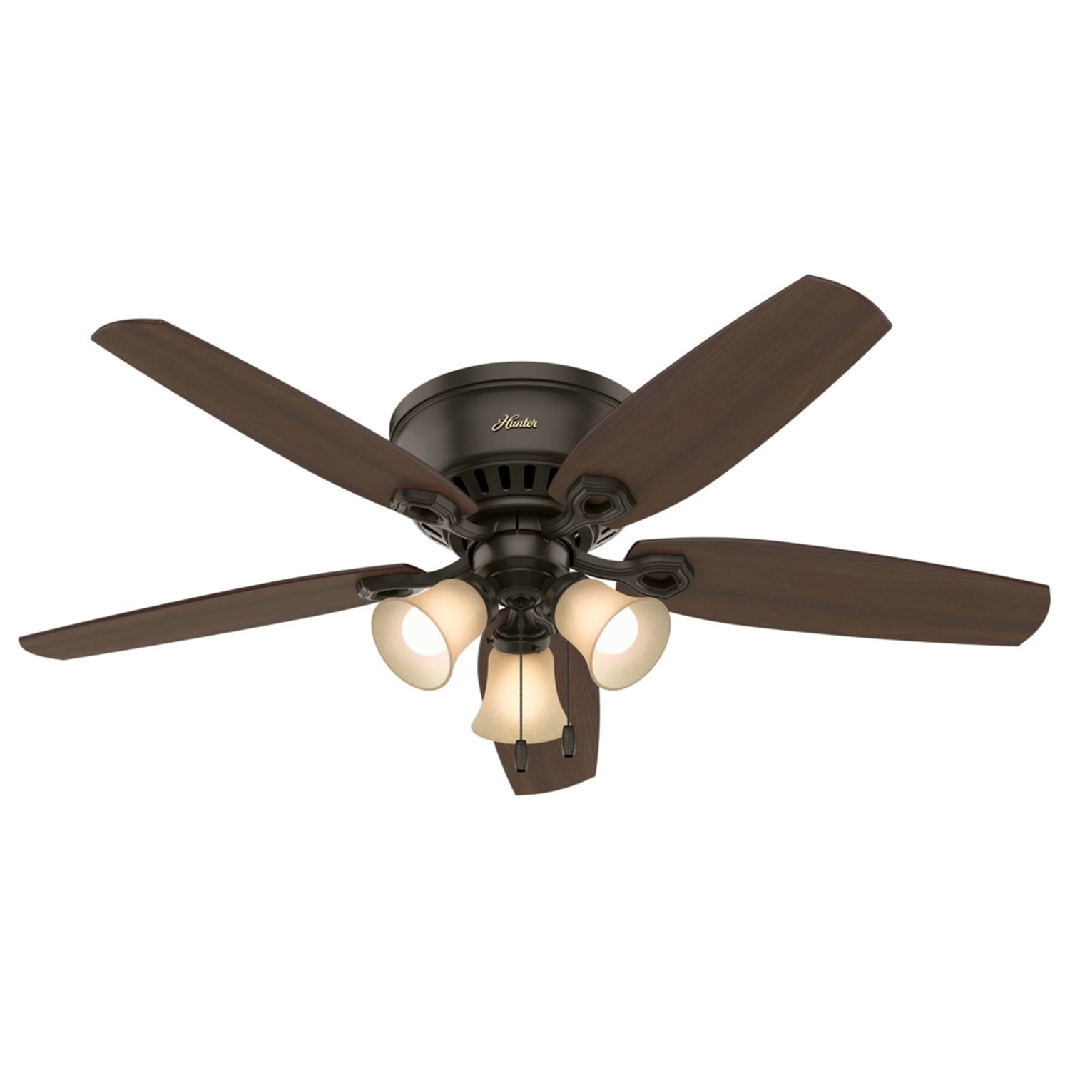 Hunter Low Profile 52" Bronze Ceiling Fan with LED Light and Remote Control