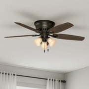 Hunter - Builder Indoor Low Profile Ceiling Fan With Light, 52-inch, New Bronze, Traditional-style, 3-speed WhisperWind Motor, 53327, for Living Rooms, Bedrooms