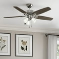 thumbnail image 1 of Hunter - Builder Indoor Ceiling Fan With Light, 52-inch, Brushed Nickel, Traditional-style, 3-speed WhisperWind Motor, 53237, for Living Rooms, Bedrooms, 1 of 14