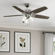 Hunter - Builder Indoor Ceiling Fan With Light, 52-inch, Brushed Nickel, Traditional-style, 3-speed WhisperWind Motor, 53237, for Living Rooms, Bedrooms