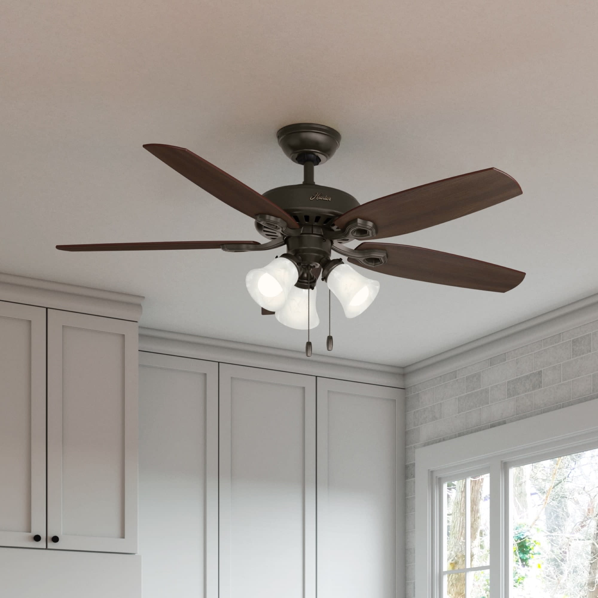 52" Bronze Low Profile Ceiling Fan with LED Light and Remote