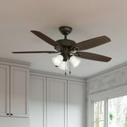 Hunter - Builder Indoor Ceiling Fan With Light, 52-inch, New Bronze, Traditional-style, 3-speed WhisperWind Motor, 53238, for Living Rooms, Bedrooms