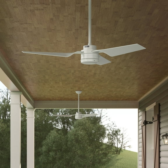 Hunter - Cabo Frio Indoor/Outdoor Ceiling Fan, Wall Control, 52-inch, Fresh White, Modern-style, 3-speed WhisperWind Motor, 50257, for Porches, Bathrooms