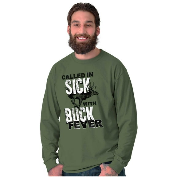 Hunter Called in Sick Buck Fever Plus Size Long Sleeve Graphic Tee Shirt Brisco Brands 2X