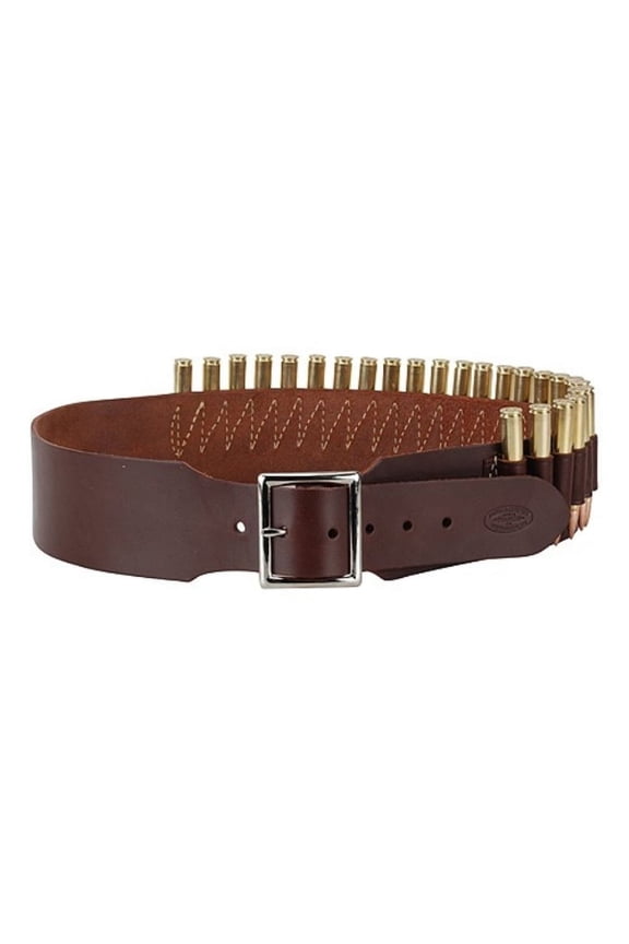 Cartridge Belt 2.5" 45 Caliber Straight Wall Rifle 25 Loops Leather Antique Brown Medium