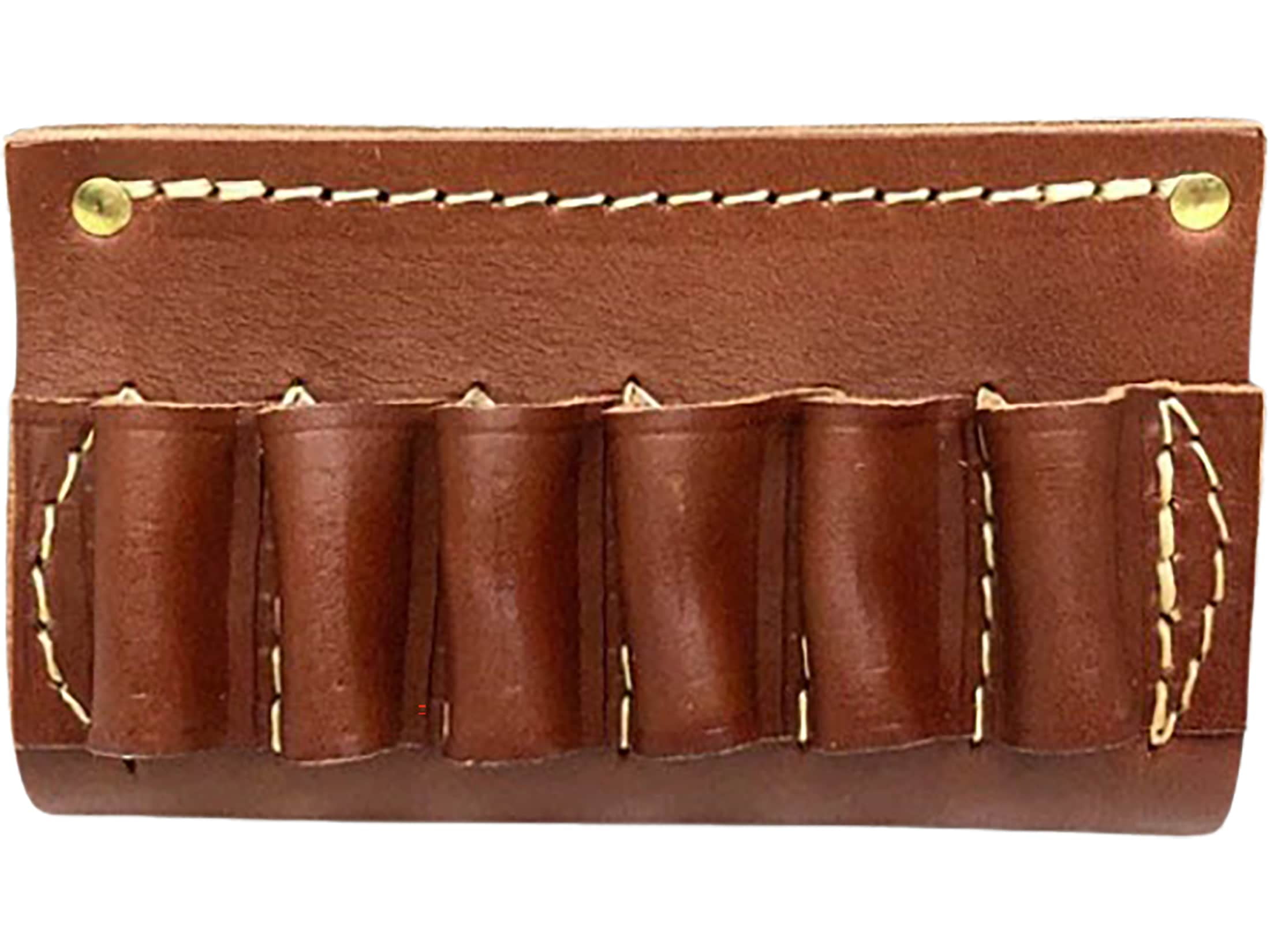 Hunter Pistol Cartridge Belt Slide 45 Caliber Straight-Wall Rifle 6-Round Leather Brown