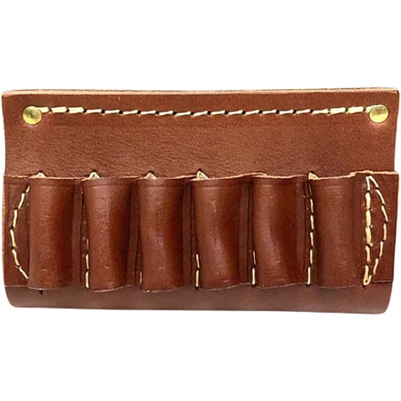 Hunter Pistol Cartridge Belt Slide 45 Caliber Straight-Wall Rifle 6-Round Leather Brown
