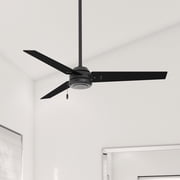 Hunter 52 inch Outdoor or Indoor Ceiling Fan No Light - Black Ceiling Fan without Light, For Patio, Porch, Garage, or Living Room, Standard Mount, 3 Blades, Pull Chain - Cassius 59264, Matte Black