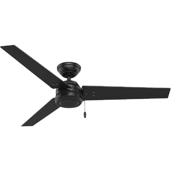 Hunter Cassius Indoor / Outdoor Ceiling Fan with Pull Chain Control, 52", Matte Black — Residential Use, Standard Application