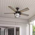 thumbnail image 1 of Hunter 54 inch Outdoor or Indoor Ceiling Fan with LED Light - Rustic Ceiling Fan with Pull Chain, For Bedroom, Living Room, or Patio, Standard Mount, No Remote - Key Biscayne 59273, Onyx Bengal, 1 of 14