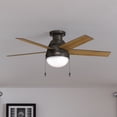 thumbnail image 1 of Hunter 46 inch Indoor Ceiling Fan with LED Light - Bronze Ceiling Fan with Pull Chain, For Bedroom, Living Room, or Kitchen, Low Profile Mount, No Remote, 5 Blades - Anslee 59268, Premier Bronze, 1 of 15