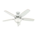 thumbnail image 1 of Hunter 52 inch Indoor Ceiling Fan with LED Light - White Ceiling Fan with Pull Chain, For Bedroom or Living Room, Standard Mount, No Remote, 5 Blades, Includes Bulbs - Builder Deluxe 53089, White, 1 of 12